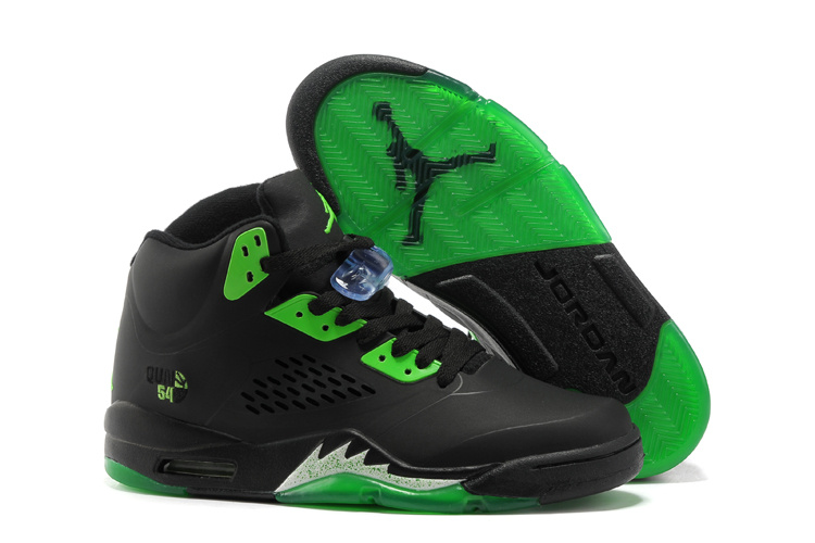 New Air Jordan 5 Black Green Shoes For Womens