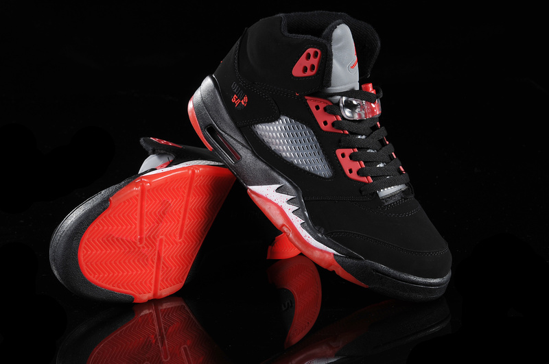 Air Jordan 5 Black Red White - Click Image to Close