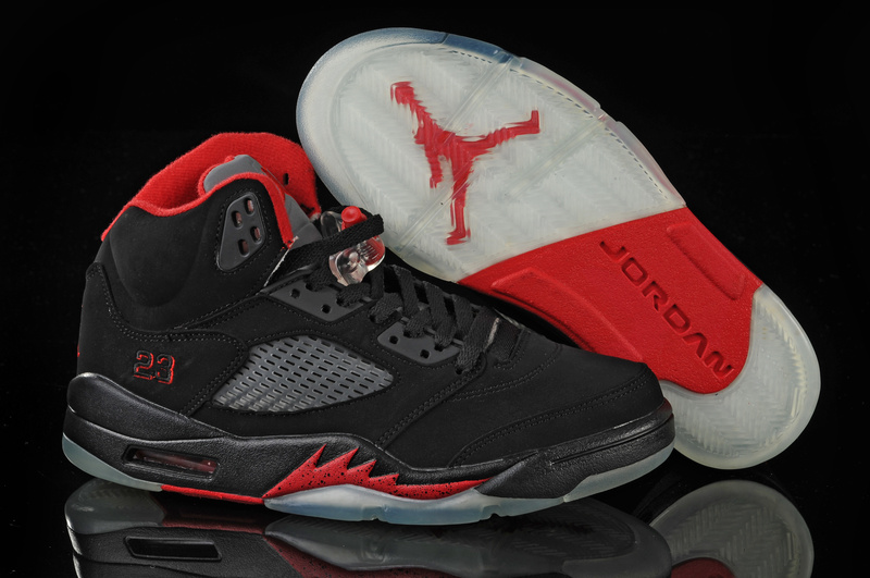 Air Jordan 5 Black Red White - Click Image to Close