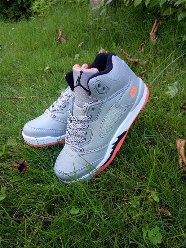 2016 Jordan 5 Retro Grey White Pink Shoes For Kids