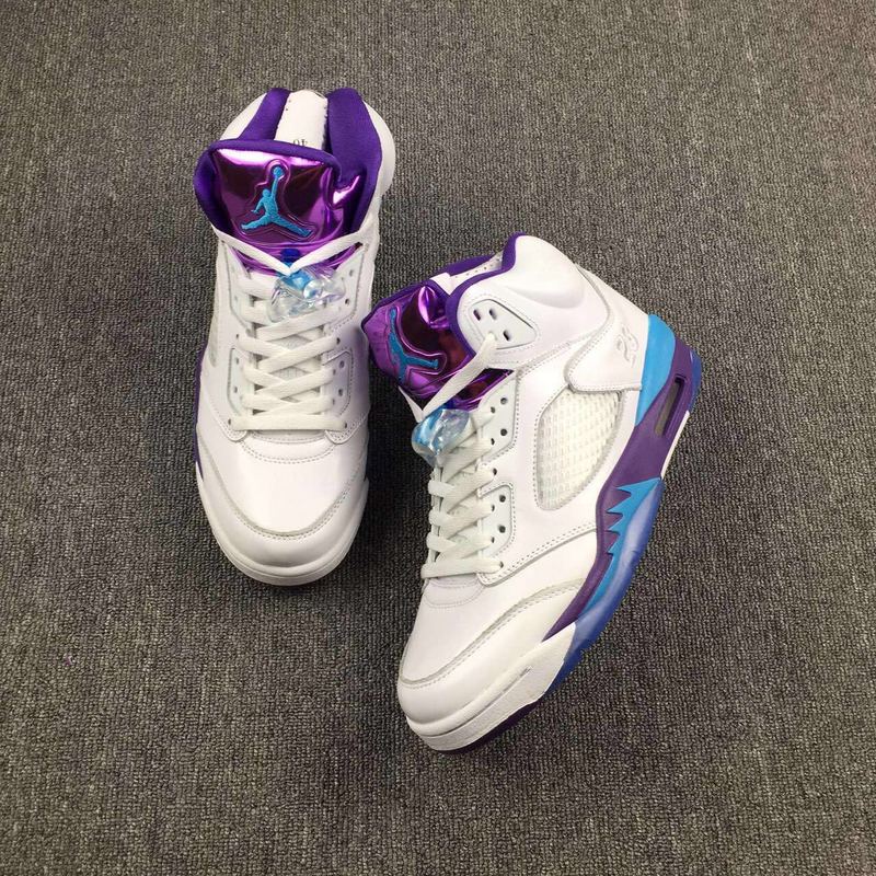 2016 Jordan 5 Hornets White Blue Purple Lover Shoes - Click Image to Close