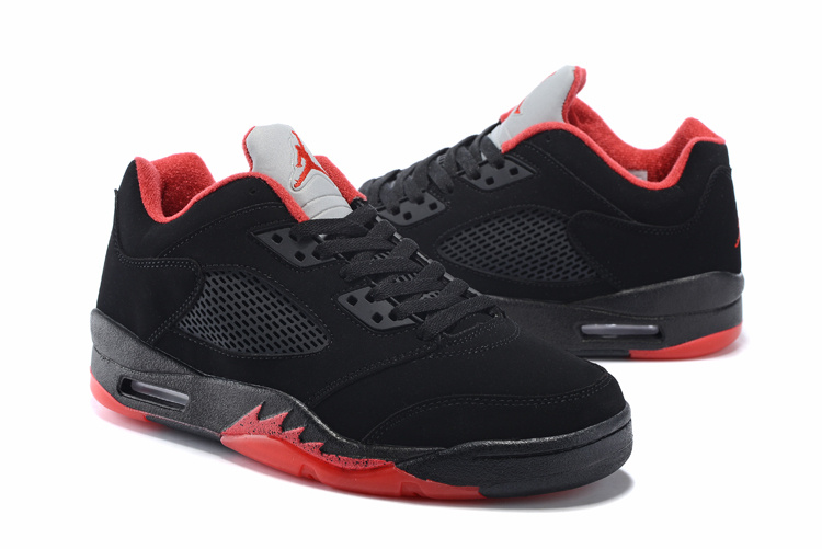 Latest Air Jordan 5 Low Retro Black Red Shoes