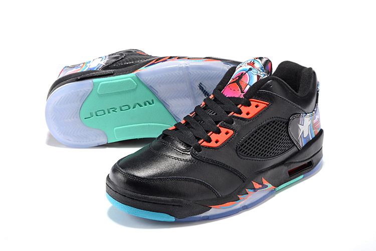 2016 Air Jordan 5 Low GS Kite Black Orange Shoes