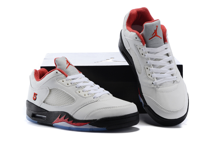 Latest Air Jordan 5 Low Retro White Black Red Shoes - Click Image to Close