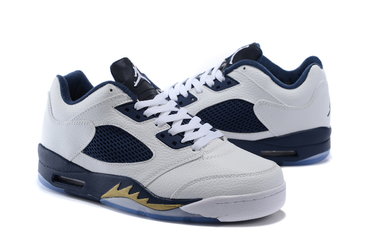 Latest Air Jordan 5 Low Retro White Blue Shoes