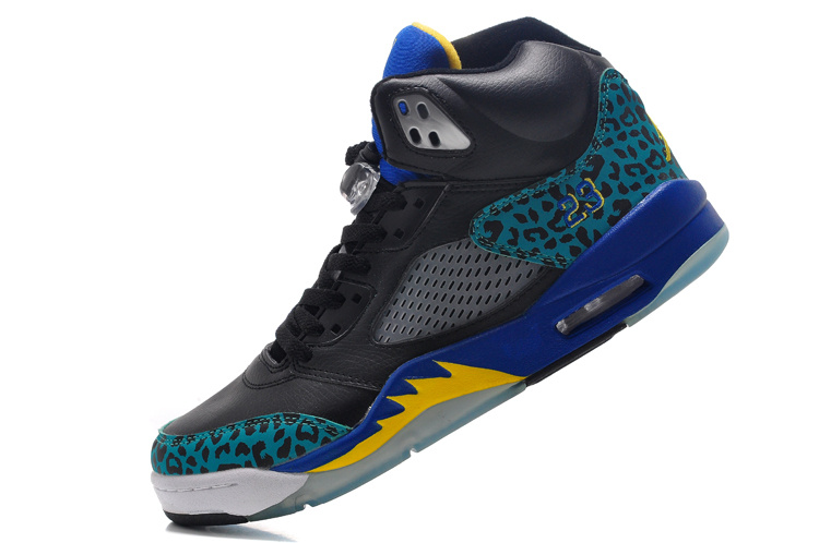 2016 Jordan 5 Black Blue Fire Yellow Shoes - Click Image to Close