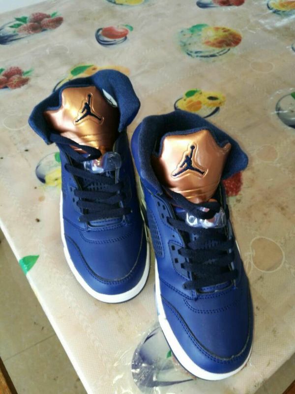 2016 Jordan 5 Retro Blue Copper White Shoes