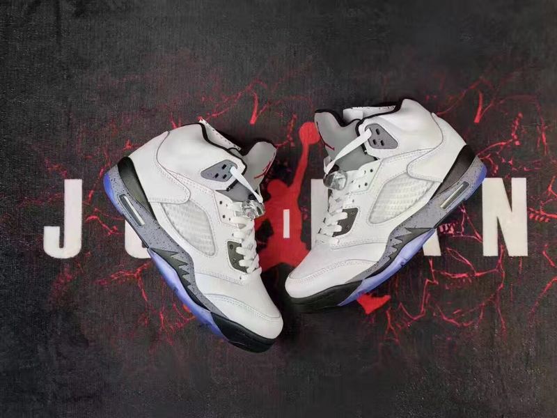 2017 Jordan 5 Retro White Cement Grey Black Shoes