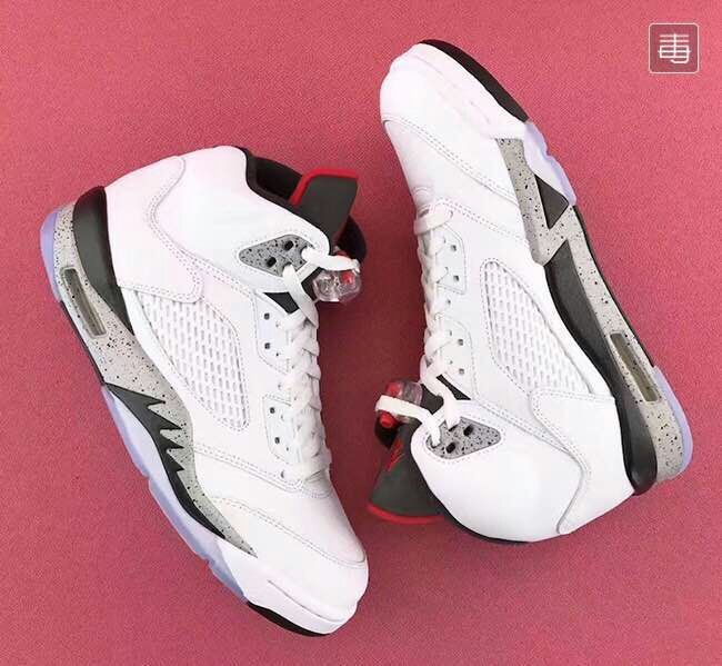 New Air Jordan 5 White Cement Shoes - Click Image to Close