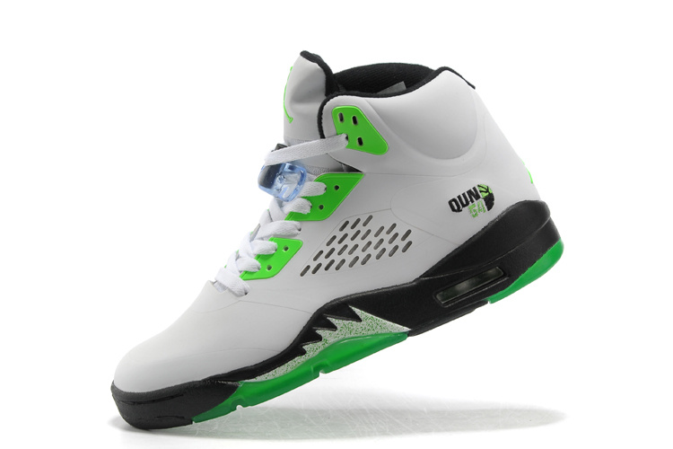 New Air Jordan 5 White Green Black Shoes For Womens - Click Image to Close