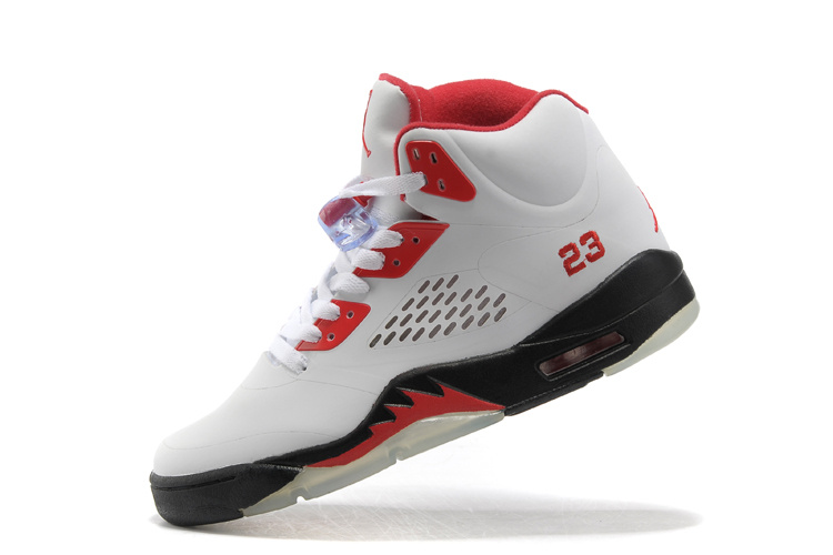 New Air Jordan 5 White Red Black Shoes For Womens - Click Image to Close