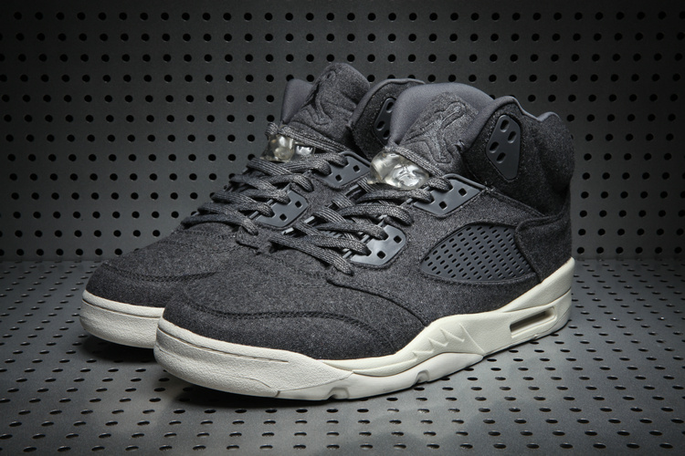 2017 Jordan 5 Wool Black White Shoes