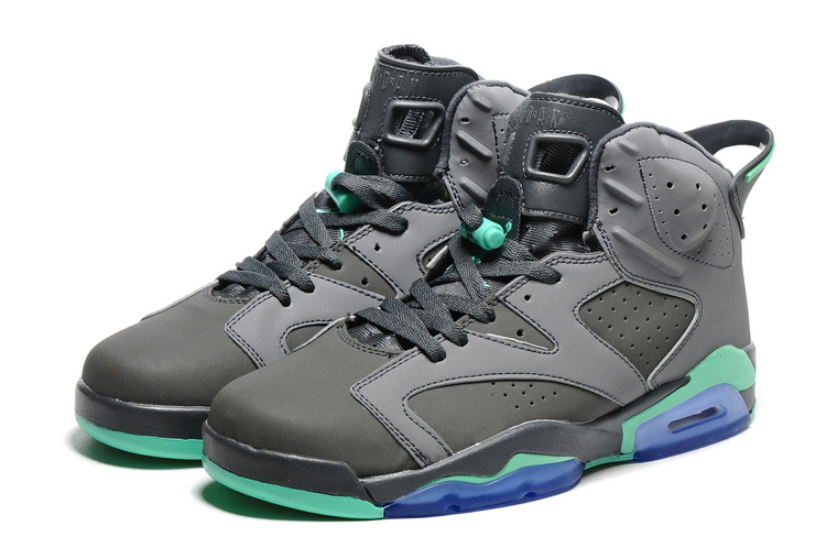 2016 Retro Air Jordan 6 Retro Grey Green Blue Sole Shoes