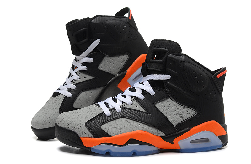 2015 New Jordans 6 Retro Black Grey Orange - Click Image to Close