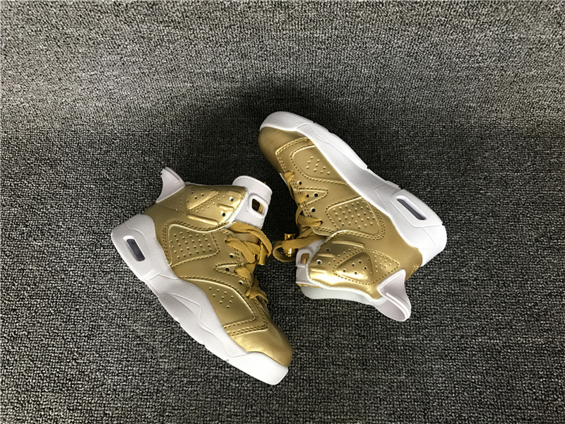 2016 Jordan 6 Retro Gold White Shoes For Kids - Click Image to Close