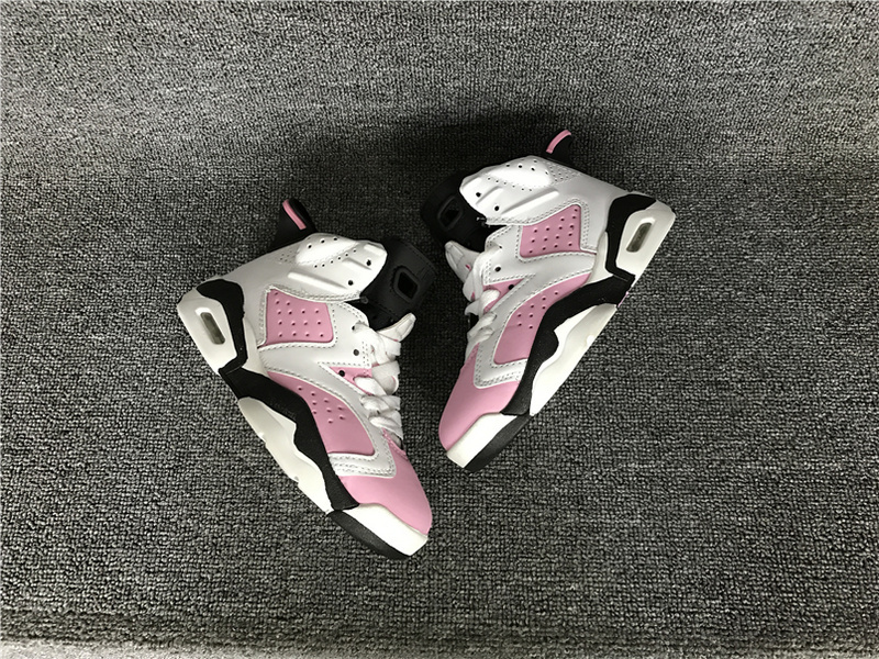 2016 Jordan 6 Retro Pink White Black Shoes For Kids