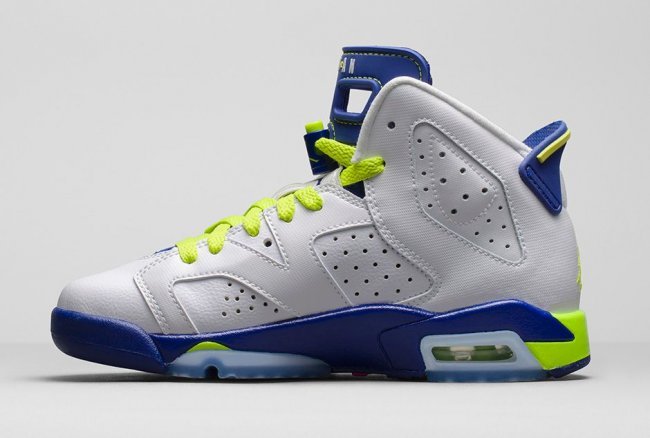 New Women Jordans 6 Retro White Blue Green - Click Image to Close