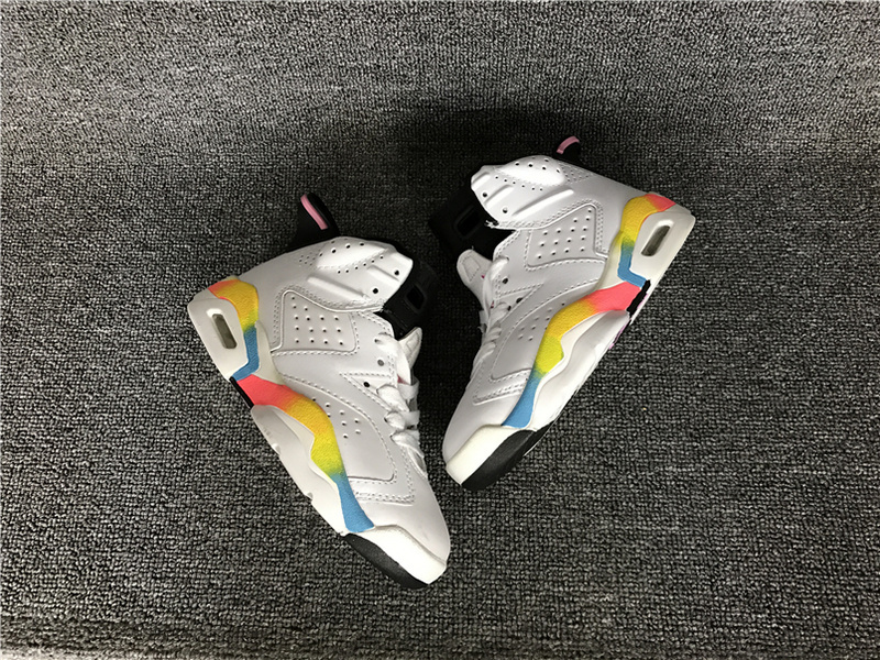 2016 Jordan 6 Retro White Rainbow Shoes For Kids - Click Image to Close