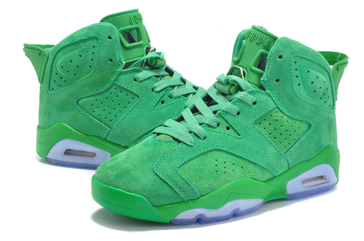 2015 Air Jordan 6 Suede Green Women Shoes