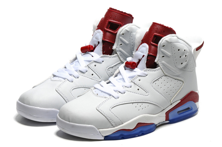 2016 Retro Air Jordan 6 Retro White Wine Red Blue Sole Shoes