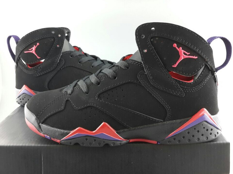 2015 New Women Jordans 7 Black Red Purple - Click Image to Close