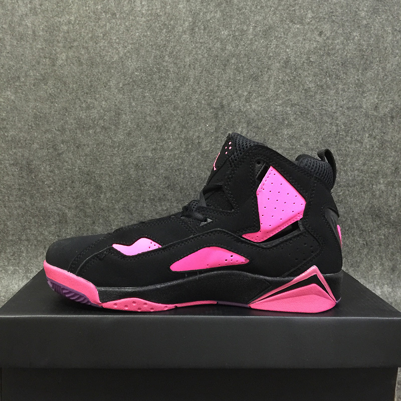 2016 Jordan 7 Improved Dark Black Pink Shoes - Click Image to Close