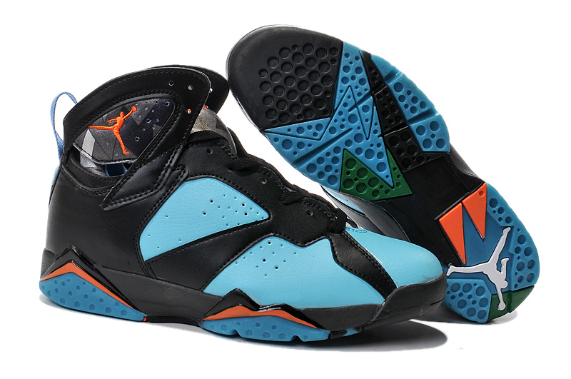 2015 Air Jordan 7 Retro Black Green Orange Shoes - Click Image to Close