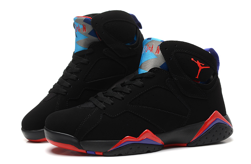 2015 New Jordans 7 Retro Black Red Blue - Click Image to Close