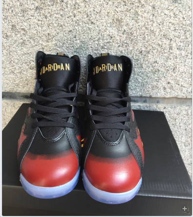 2017 Jordan 7 Retro Black Red Gold Shoes