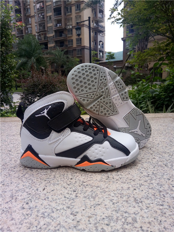 2016 Jordan 7 Retro Black White Orange Shoes For Kids