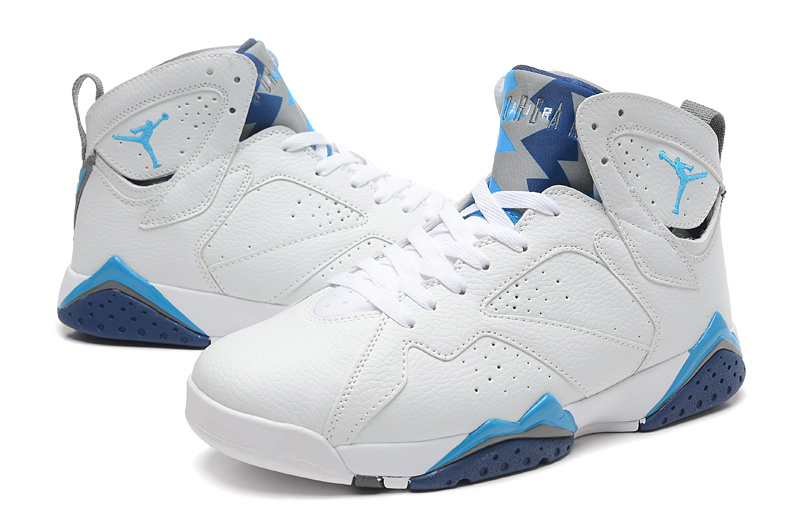 New White Baby Blue Jordans 7 Retro