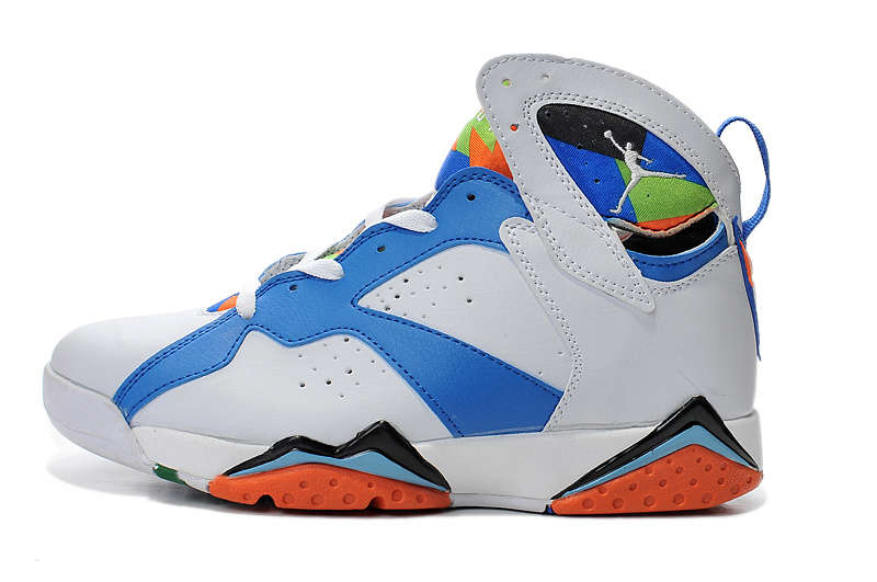 2015 Air Jordan 7 Retro White Blue Orange Shoes