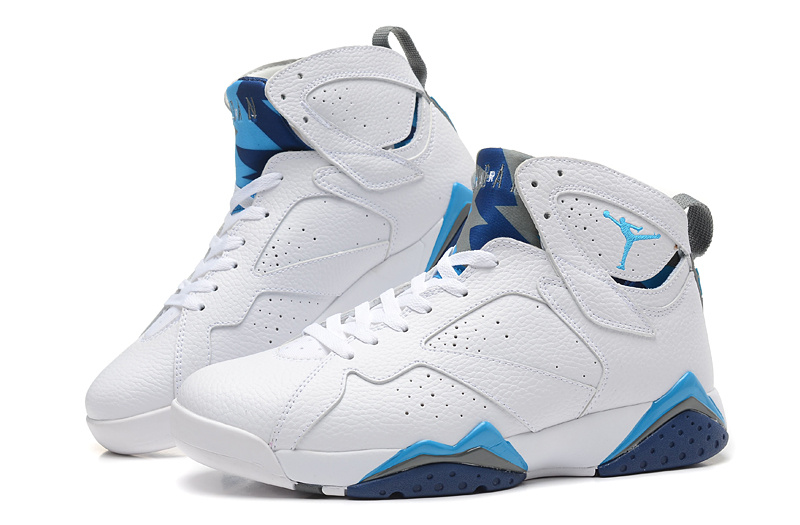 2015 New Jordans 7 Retro White Blue - Click Image to Close