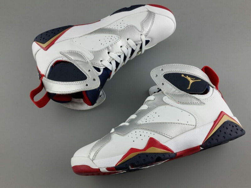 2015 New Women White Silver Red Blue Air Jordan 7