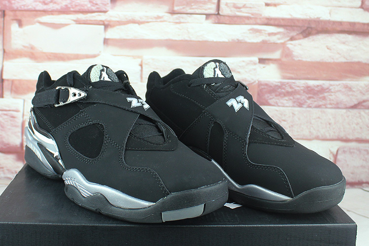 2016 Air Jordan 8 Retro Low Black Silver Shoes - Click Image to Close