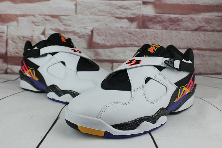 2016 Air Jordan 8 Retro Low Triple White Black Orange Shoes