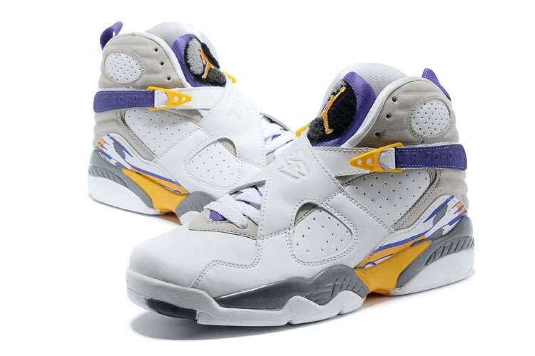 2015 Air Jordan 8 Retro White Grey Orange Blue Shoes - Click Image to Close