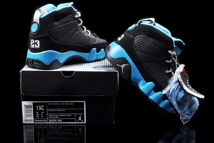 New Air Jordan 9 Black Blue For Kids