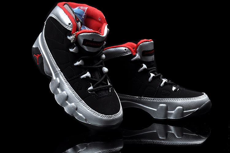 New Air Jordan 9 Black Silver Red For Kids - Click Image to Close