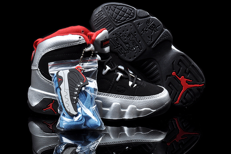 New Air Jordan 9 Black Silver Red For Kids