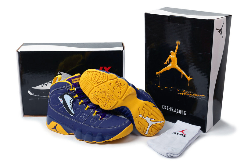 New 2012 Air Jordan 9 Hardcover Blue Yellow Shoes - Click Image to Close