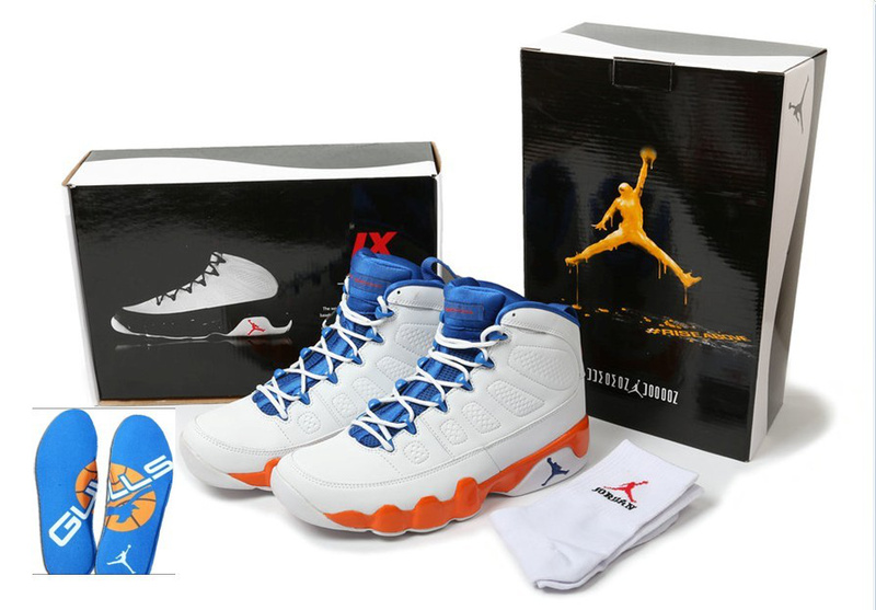 New 2012 Air Jordan 9 Hardcover White Blue Orange Shoes