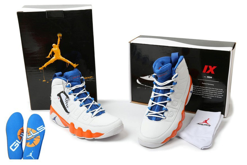 New 2012 Air Jordan 9 Hardcover White Blue Orange Shoes - Click Image to Close