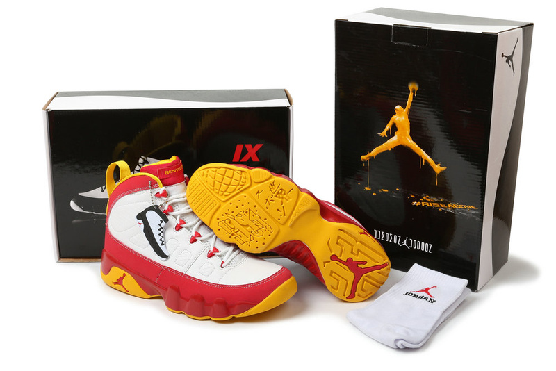 New 2012 Air Jordan 9 Hardcover White Red Yellow Shoes - Click Image to Close