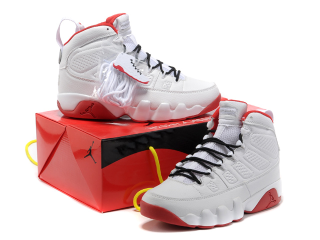 New Air Jordan 9 White Red Shoes - Click Image to Close