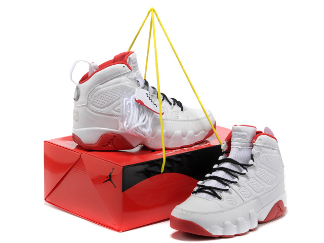 New Air Jordan 9 White Red Shoes - Click Image to Close