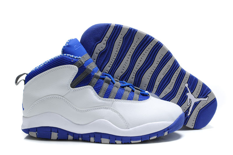 New Air Jordan Retro 10 White Blue Shoes - Click Image to Close