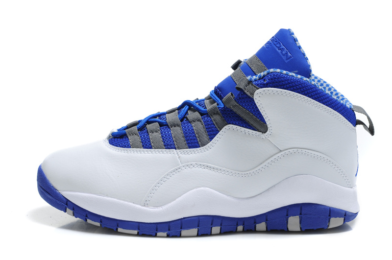 New Air Jordan Retro 10 White Blue Shoes - Click Image to Close
