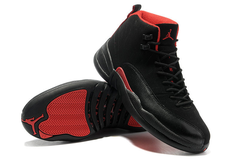 New Air Jordan Retro 12 Black Red Shoes - Click Image to Close
