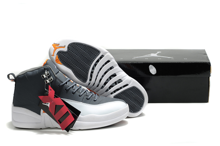 New Air Jordan Retro 12 Black White Orange Shoes